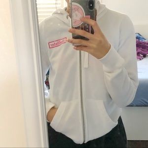 White Hollister Zip Up Hoodie